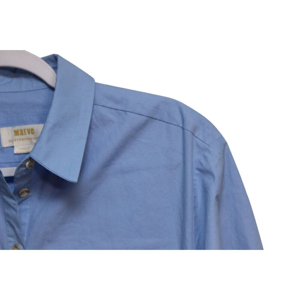 Anthropologie Maeve Shirt Dress XS Petite Blue Midi Long Sleeve Preppy Casual - Picture 7 of 14